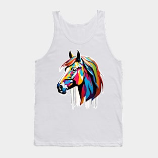 Horse Head Dripping Rainbow Graffiti Tank Top